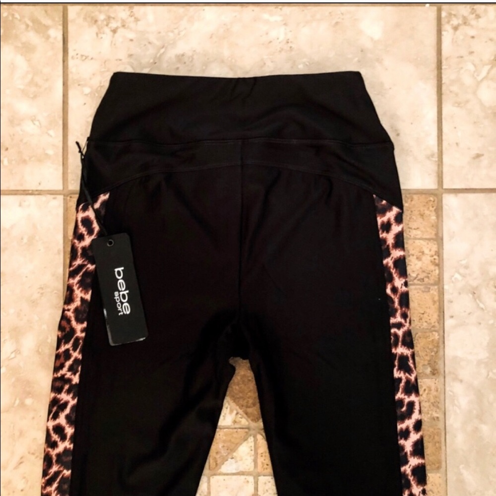 NWT Bebe Sport Bling Logo Cheetah Print Crop, sz M - Picture 5 of 6